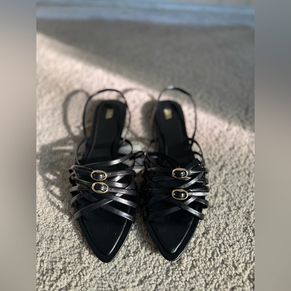 ZARA CROSS STRAP FLAT SANDALS - SIZE 7.5 or 38 - BRAND NEW WITH TAG - Picture 10 of 10